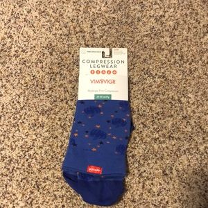 New Women Vim & Vigr 20-30mmHg compression socks blue pumpkin design Sz S/M